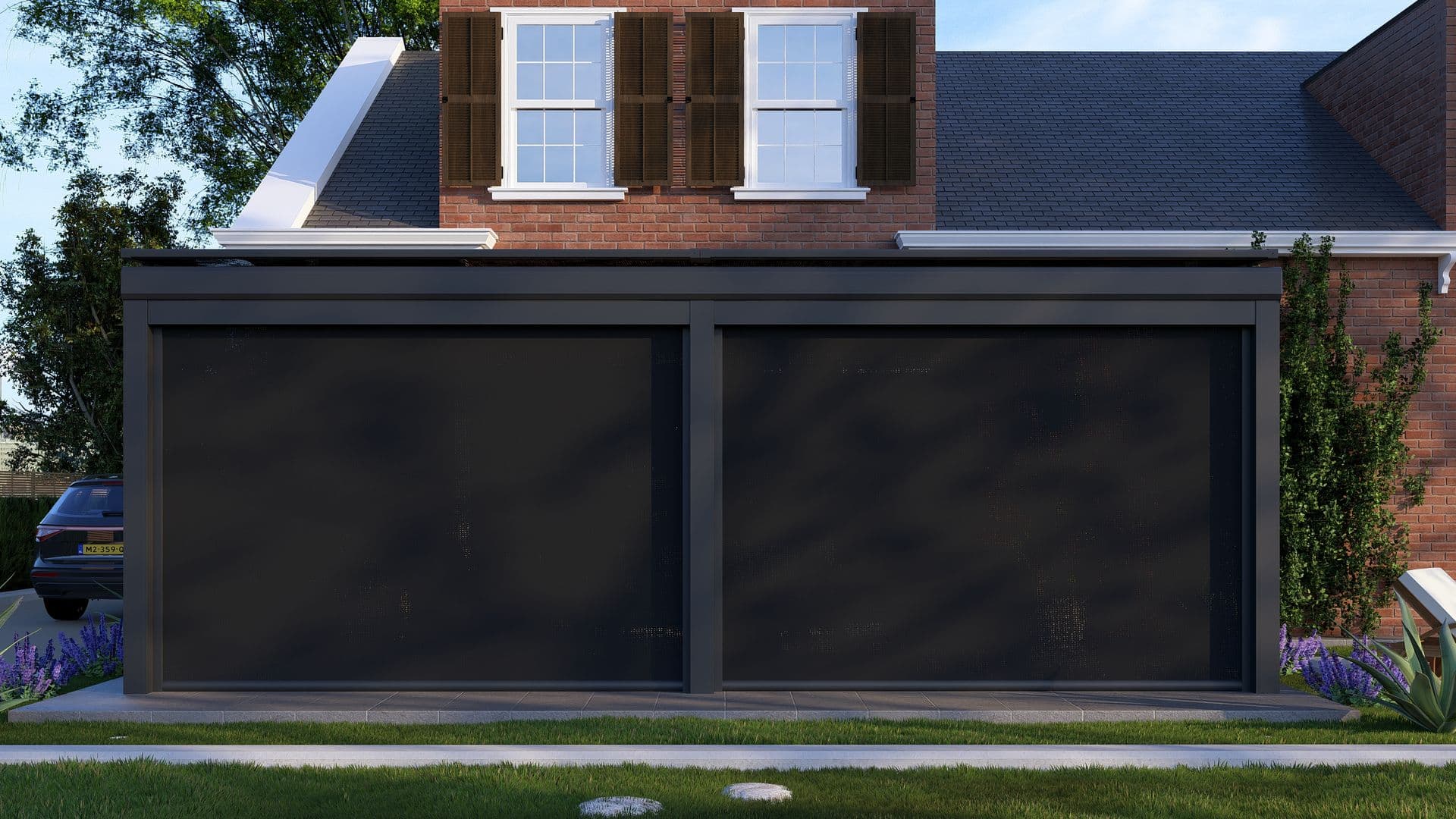 Windvaste zip-screens op een terras